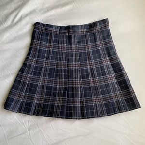 Navy Blue Plaid Pleated Tennis Skirt